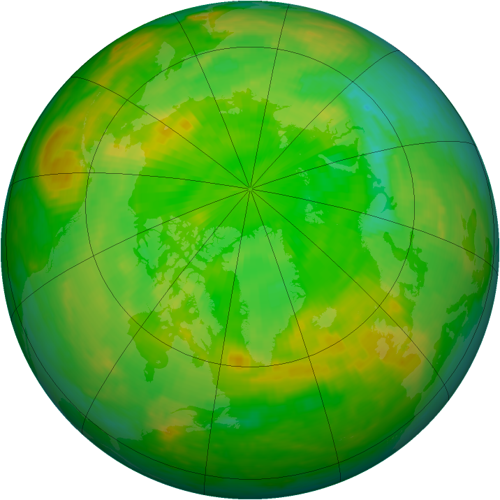 Arctic ozone map for 20 June 1990